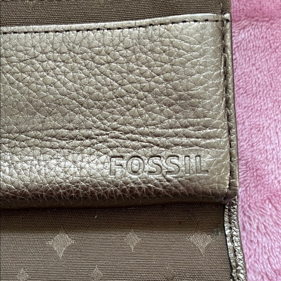 Fossil Y2K Metallic Gunmetal Silver Leather Large Bifold Wallet - Picture 9 of 17